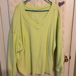 Aerie Light Green V-Neck Sweater